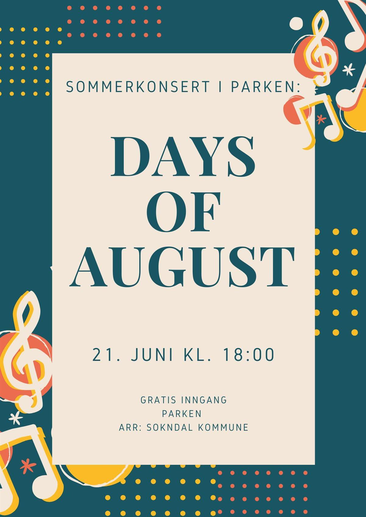 Plakat for konsert med Days of August